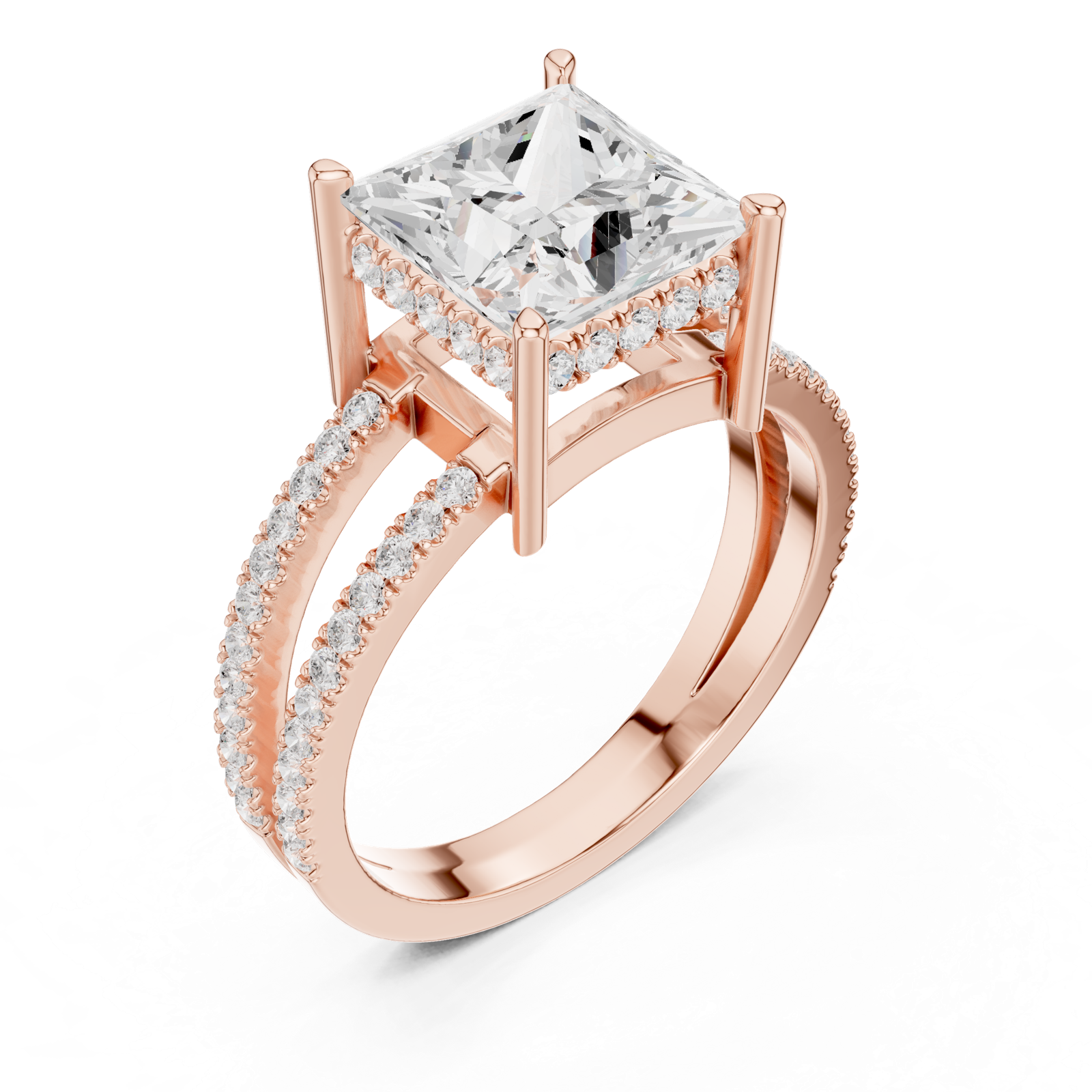 Gold Jewelry L36-13, Princess center stone, Rose Gold, view 2