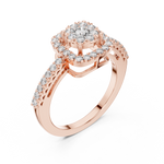 14K Solid Gold Lab Diamond Halo Ring, Rose Gold, view 2