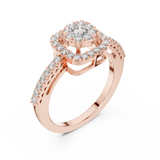 14K Solid Gold Lab Diamond Halo Ring, Rose Gold, view 2