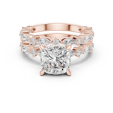 Gold Ring DDLR-301, Cushion center stone, Rose Gold