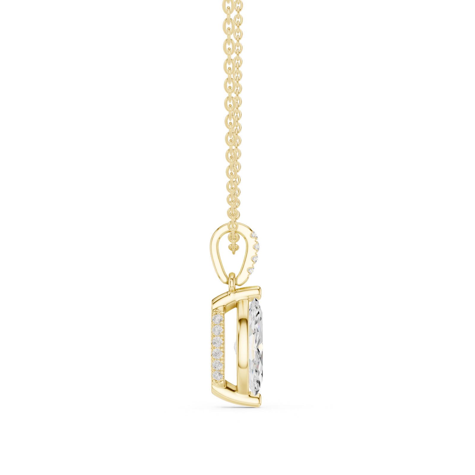 Gold Jewelry DDPO-009, Marquise center stone, Yellow Gold, view 3