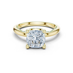 Gold Ring, Cushion center stone, Yellow Gold