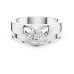 14K Solid Gold Lab Diamond Signet Ring, White Gold, view 4
