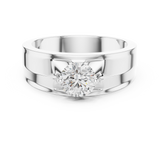 14K Solid Gold Lab Diamond Signet Ring, White Gold, view 4