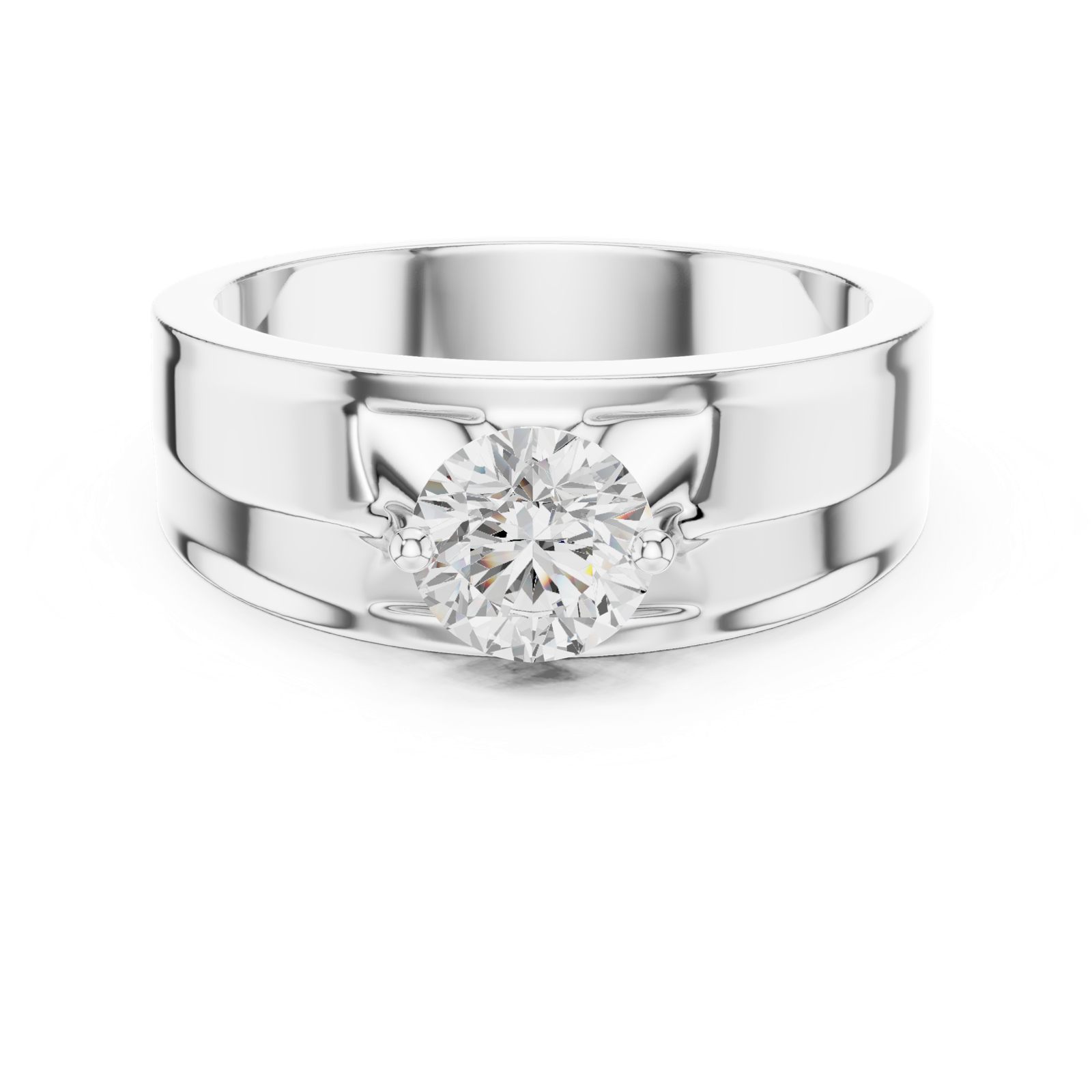 14K Solid Gold Lab Diamond Signet Ring, White Gold, view 4