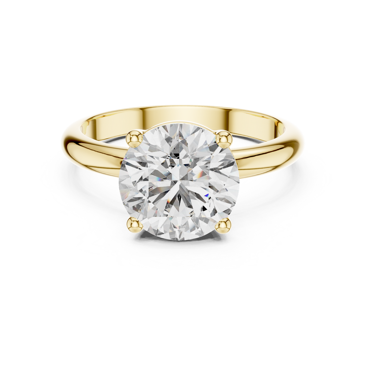 14K Solid Gold Lab Diamond Solitaire Ring, Yellow Gold