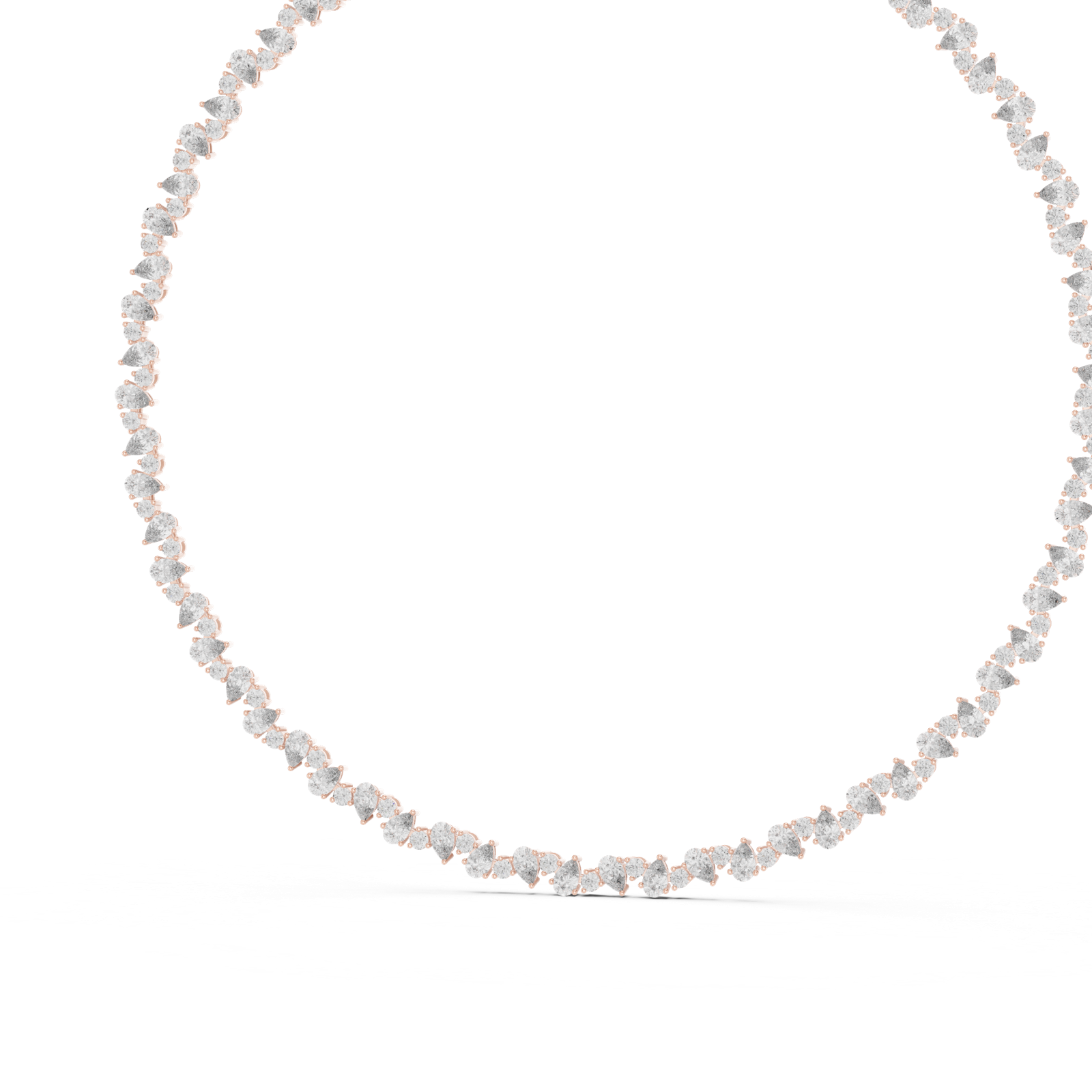14K Solid Gold Lab Diamond Tennis Necklace, Rose Gold, view 2