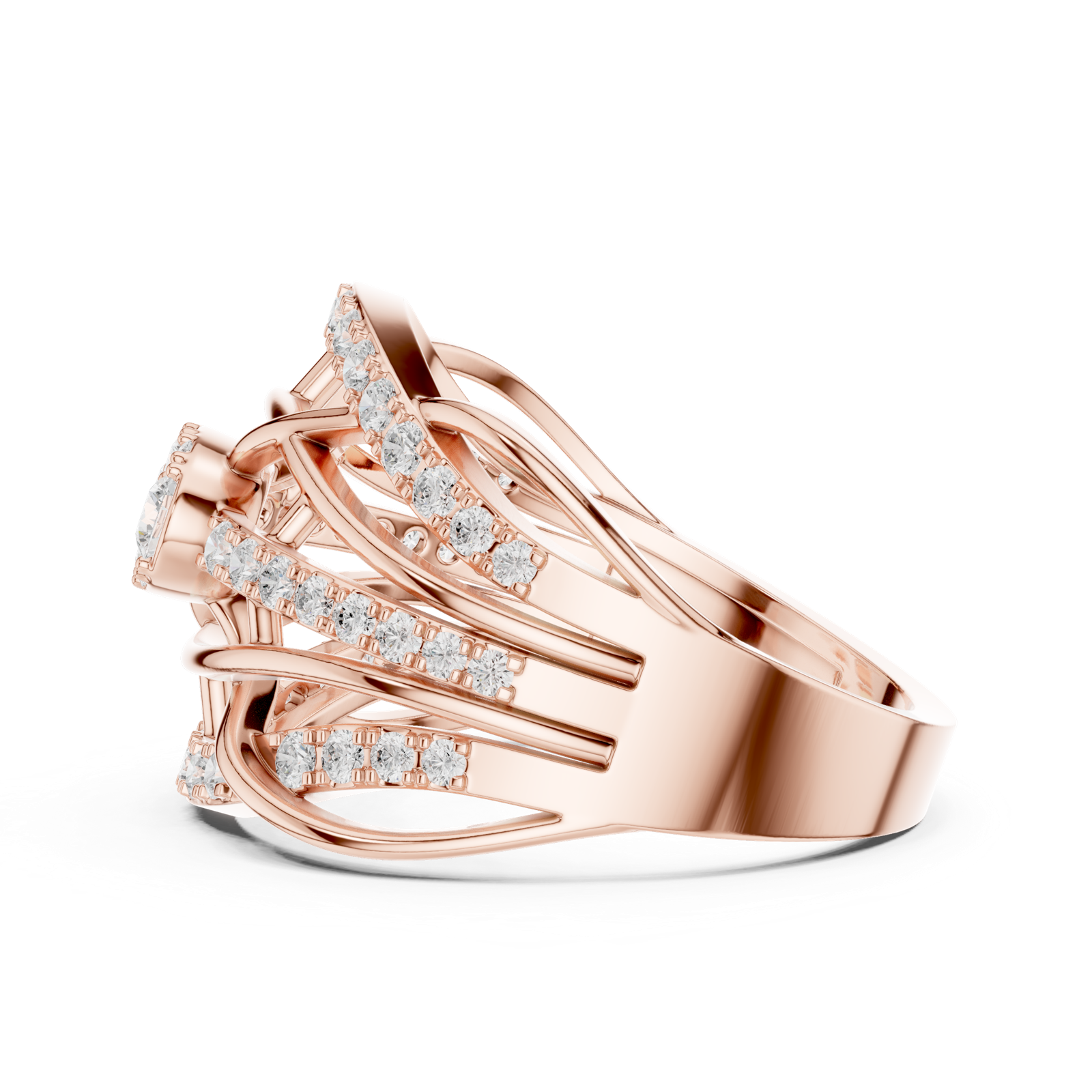 Gold Ring DDLR-769, Rose Gold, view 3