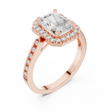Gold Ring DDLR-349, Radiant center stone, Rose Gold, view 2