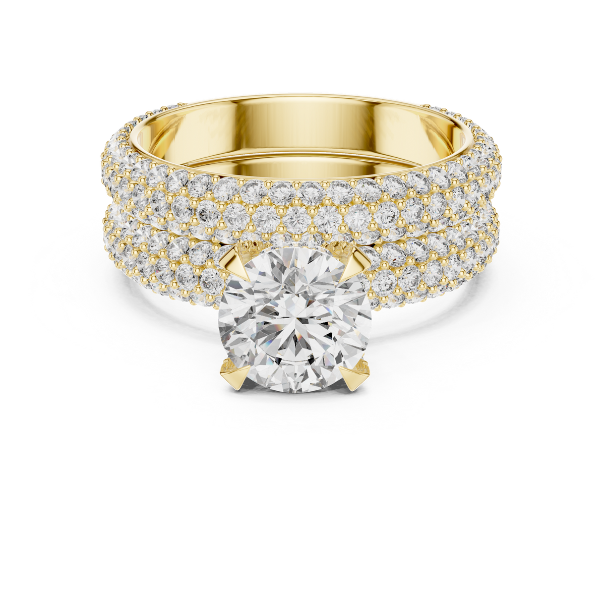 14K Solid Gold Lab Diamond Solitaire Ring, Yellow Gold