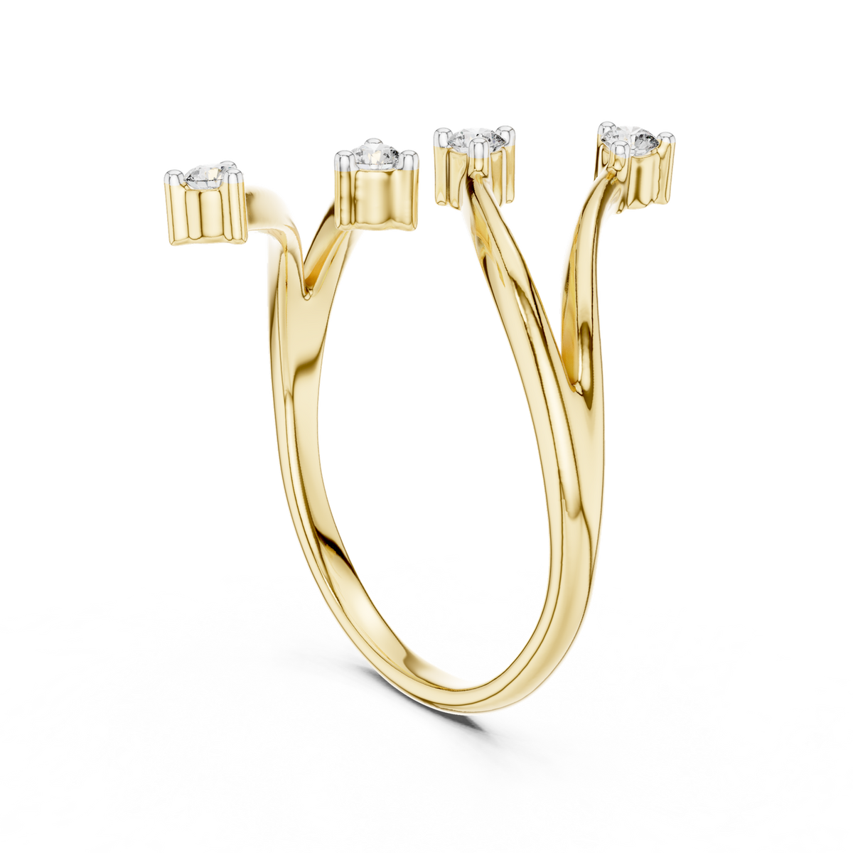 14K Solid Gold Lab Diamond Twist Ring, Yellow Gold, view 1