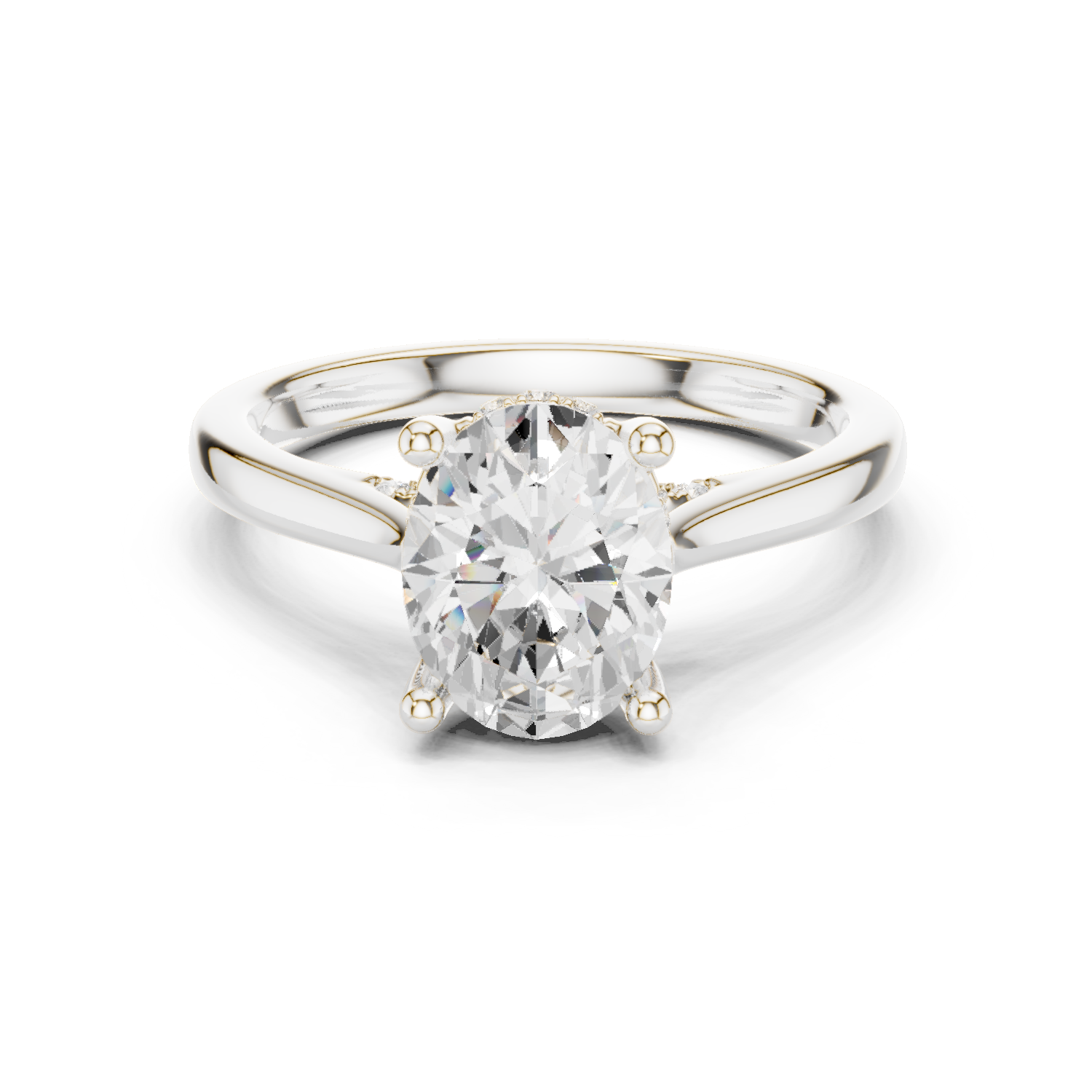 Gold Ring DDLR-163, Oval center stone, White Gold