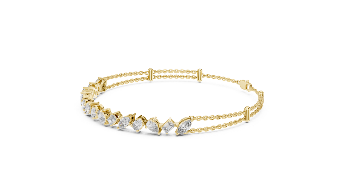 14K Solid Gold Lab Diamond Bracelet, Yellow Gold, view 1