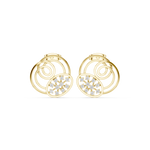 14K Solid Gold Lab Diamond Cluster Earrings, Yellow Gold