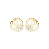 14K Solid Gold Lab Diamond Cluster Earrings, Yellow Gold