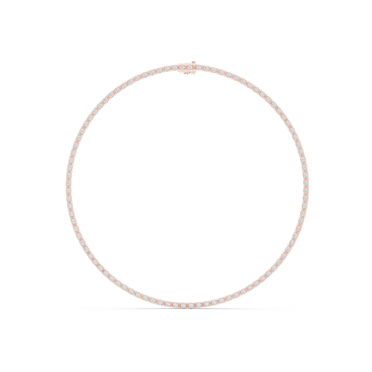 14K Solid Gold Lab Diamond Tennis Necklace, Rose Gold