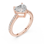 Gold Ring DDLR-039, Heart center stone, Rose Gold, view 2