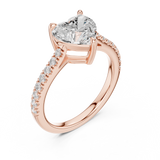 Gold Ring DDLR-039, Heart center stone, Rose Gold, view 2