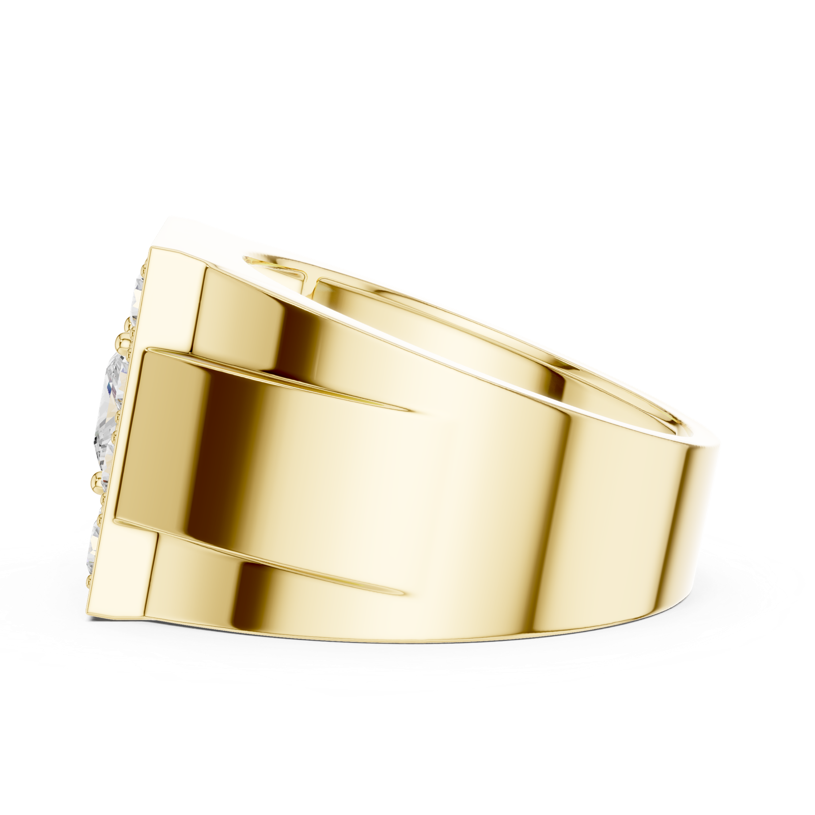 14K Solid Gold Lab Diamond Halo Ring, Yellow Gold, view 3