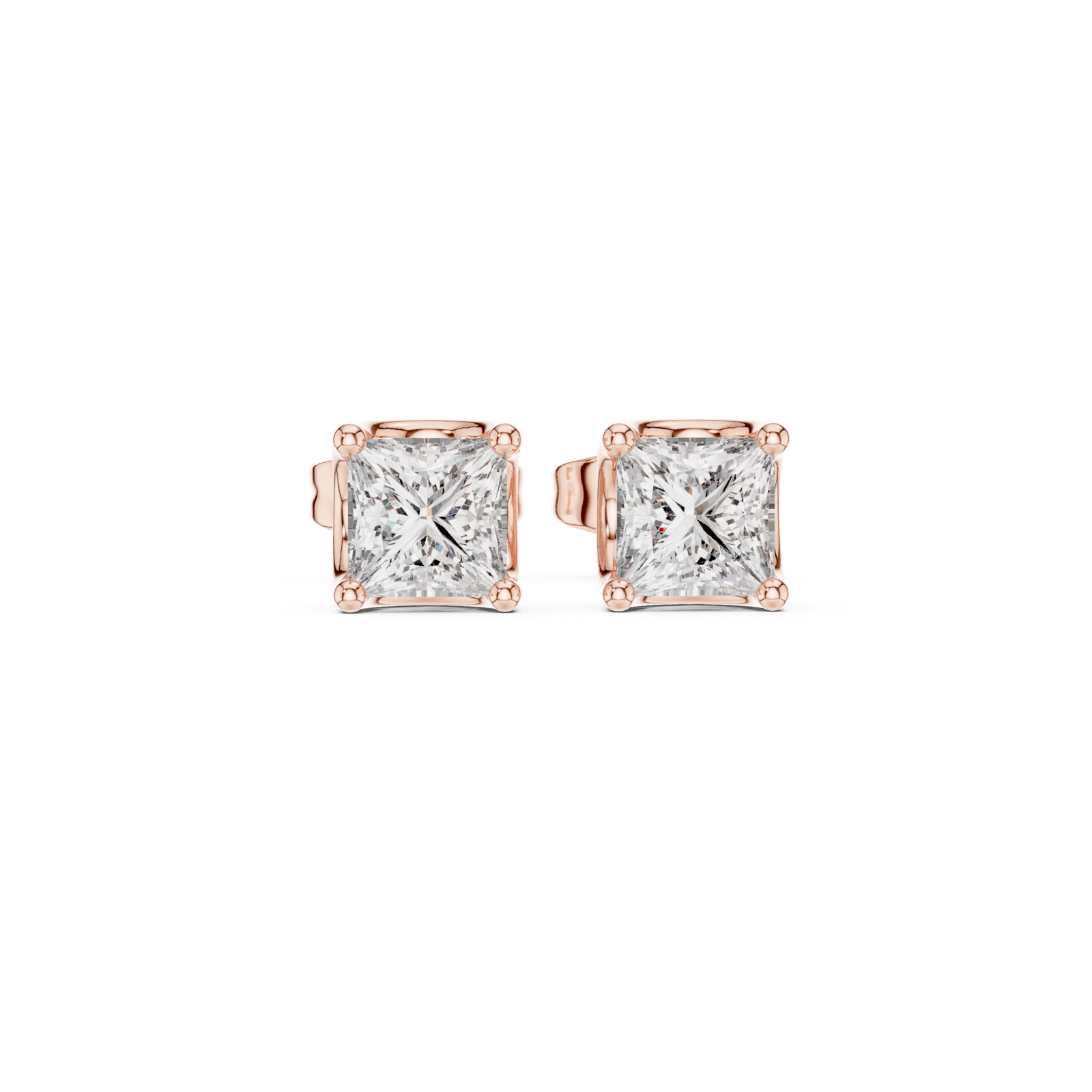 Gold Earrings AER-107, Rose Gold, view 4