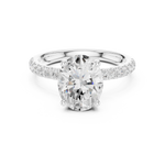 Gold Ring DDLR-161, Oval center stone, White Gold, view 4