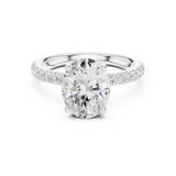 Gold Ring DDLR-161, Oval center stone, White Gold, view 4