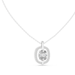14K Solid Gold Lab Diamond Halo Pendant Necklace, White Gold, view 1