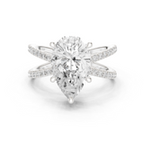 Gold Jewelry L36-25, Pear center stone, White Gold