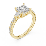 Gold Ring, Asscher center stone, Yellow Gold, view 2