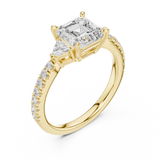 Gold Ring, Asscher center stone, Yellow Gold, view 2
