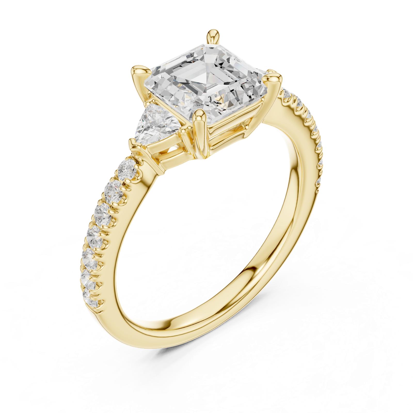 Gold Ring, Asscher center stone, Yellow Gold, view 2