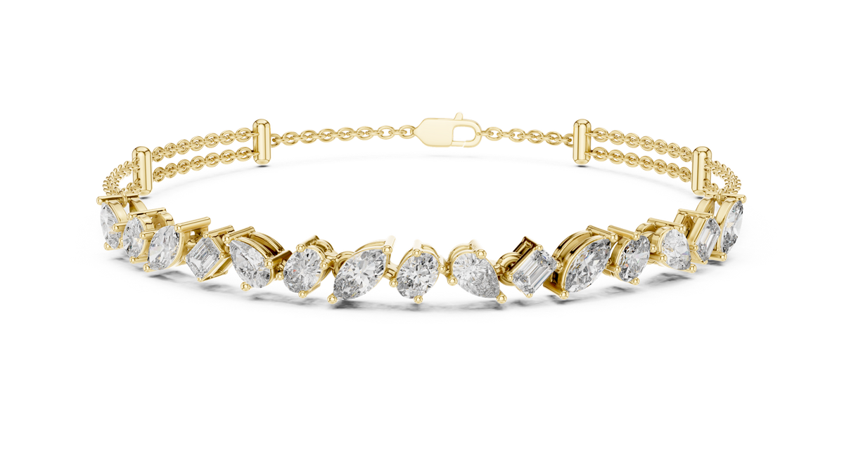 14K Solid Gold Lab Diamond Bracelet, Yellow Gold
