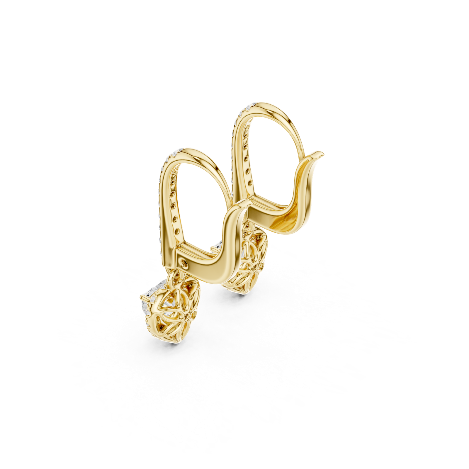 Gold Jewelry DDER-034, Heart center stone, Yellow Gold, view 2