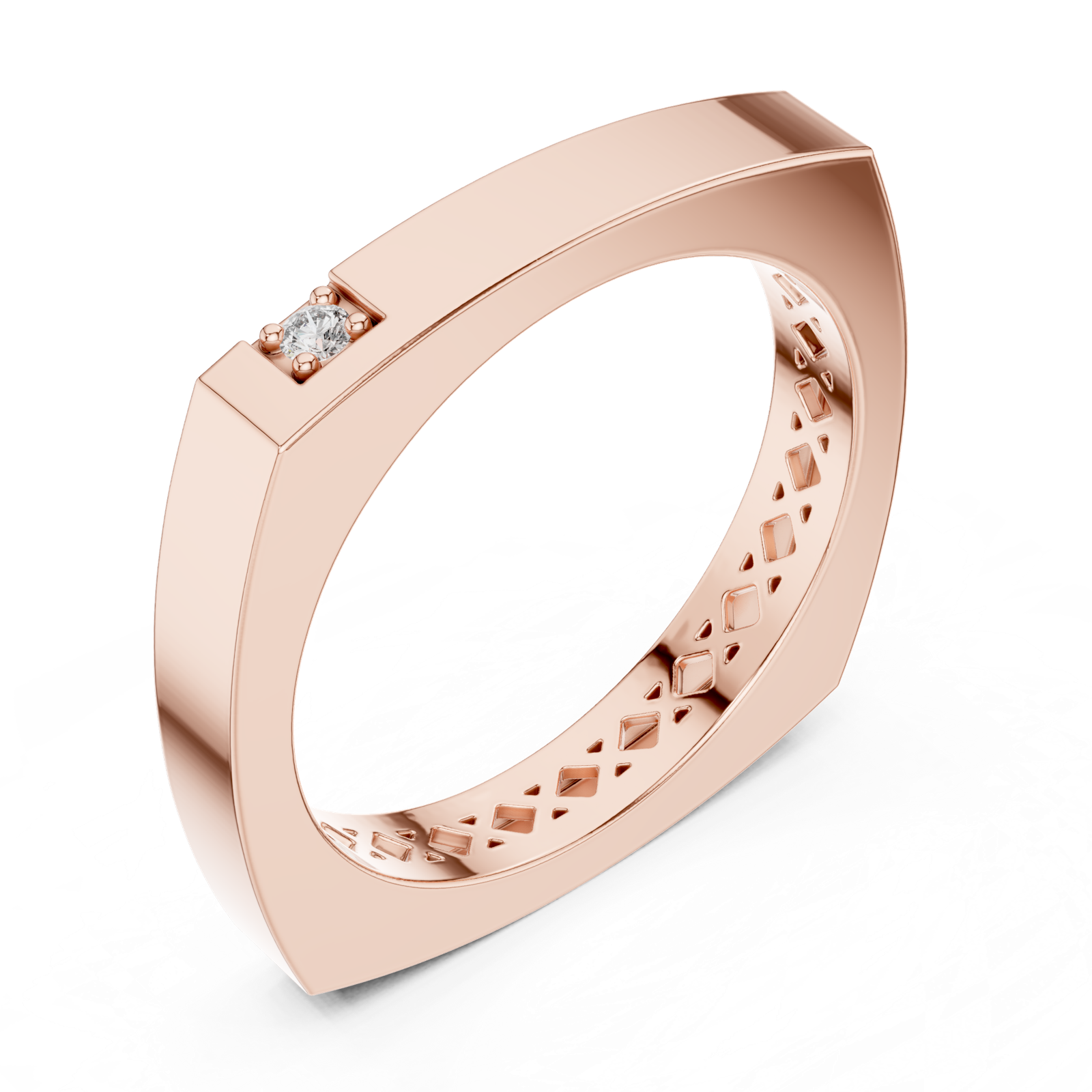 14K Solid Gold Lab Diamond Solitaire Ring, Rose Gold, view 2