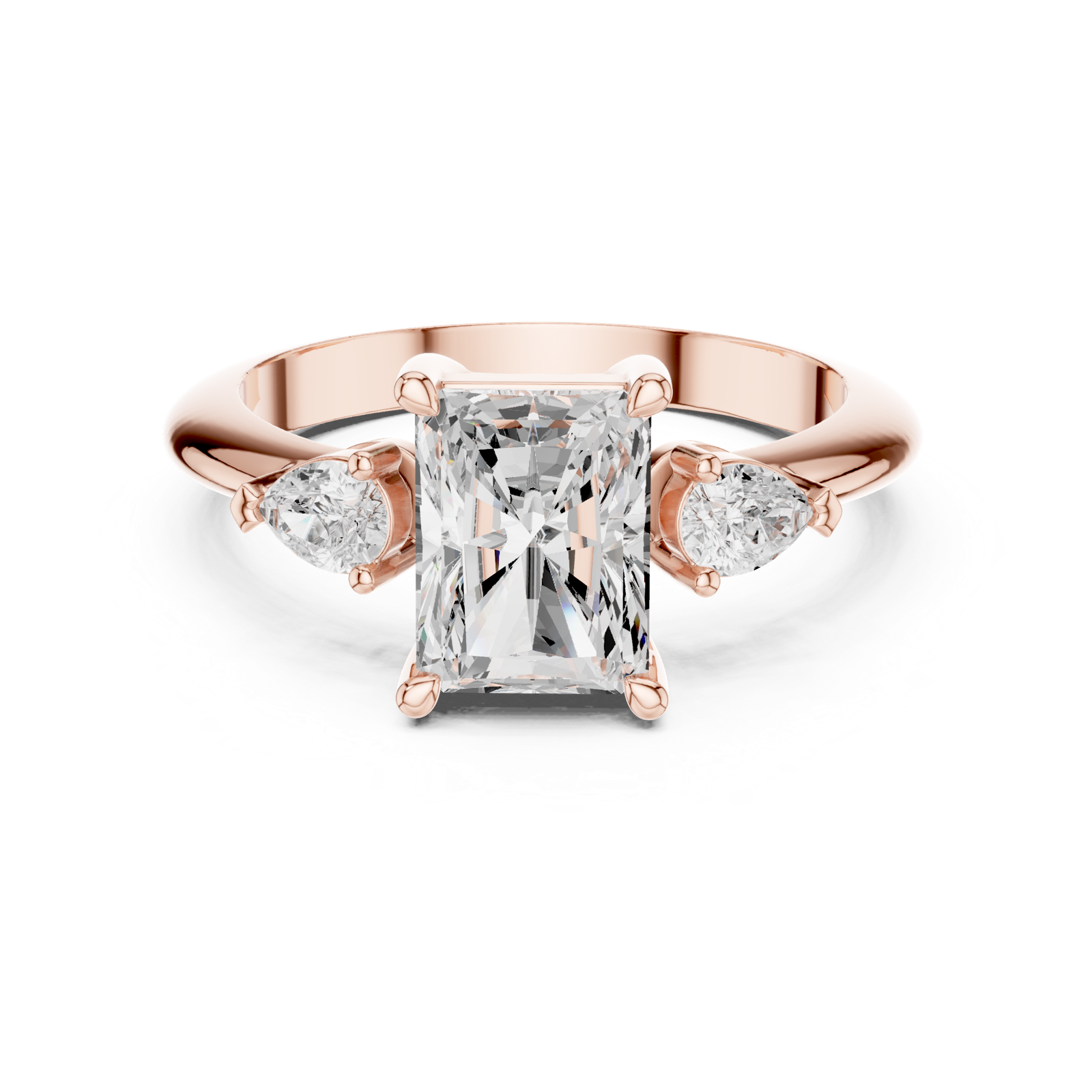 Gold Jewelry L35-66, Radiant center stone, Rose Gold, view 4