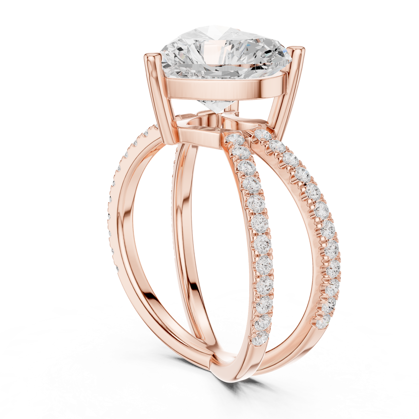 Gold Jewelry, Heart center stone, Rose Gold, view 1