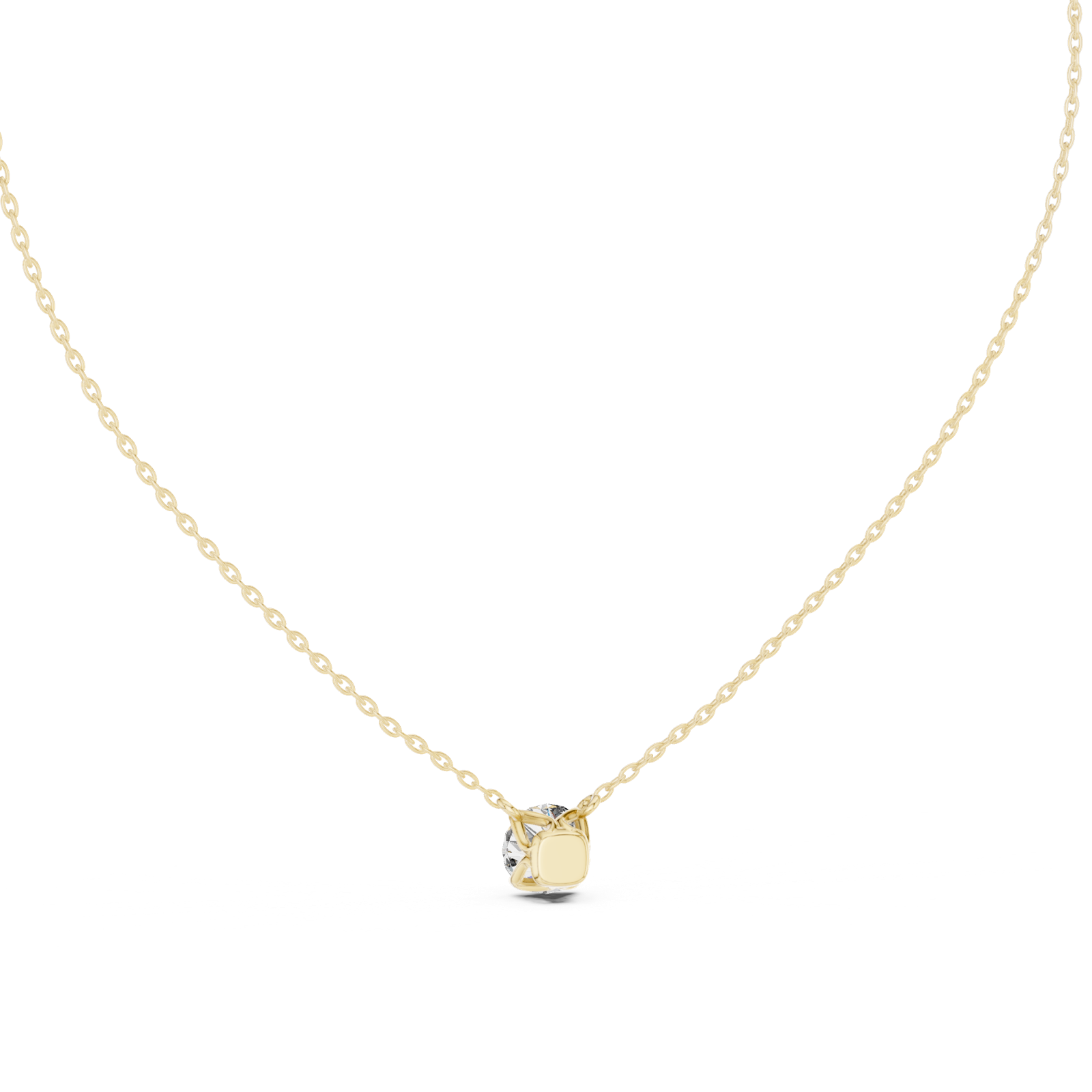 14K Solid Gold Lab Diamond Solitaire Pendant Necklace, Yellow Gold, view 4