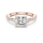 Gold Ring, Asscher center stone, Rose Gold, view 4