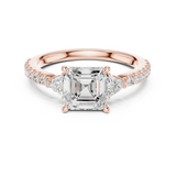 Gold Ring, Asscher center stone, Rose Gold, view 4