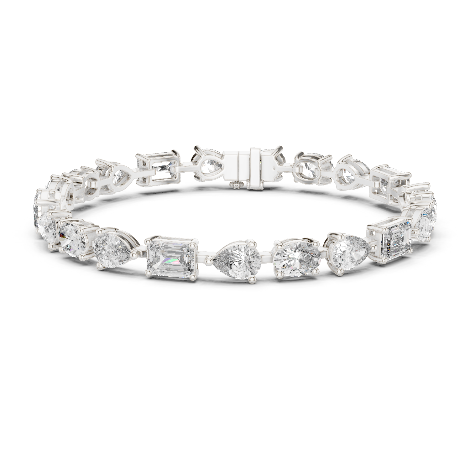14K Solid Gold Lab Diamond Bracelet, White Gold
