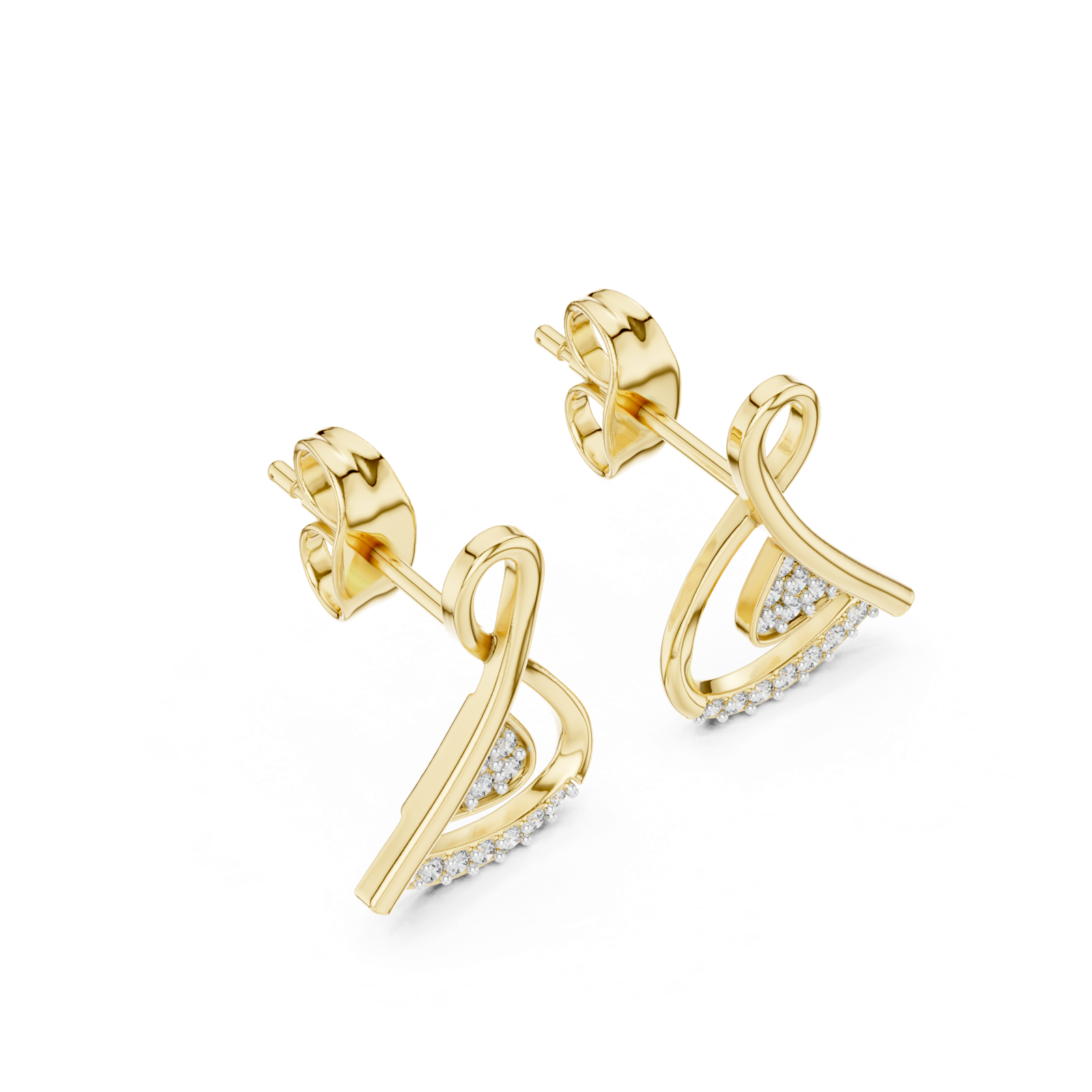Gold Earrings 12-10028@E, Yellow Gold, view 2