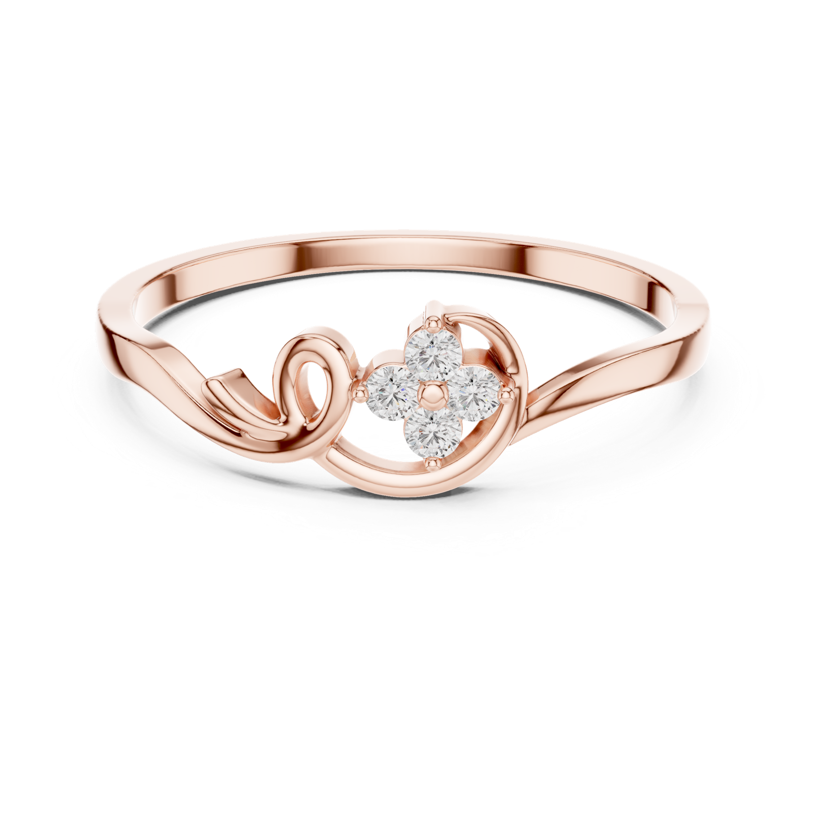 Gold Ring DR-6174, Rose Gold, view 4