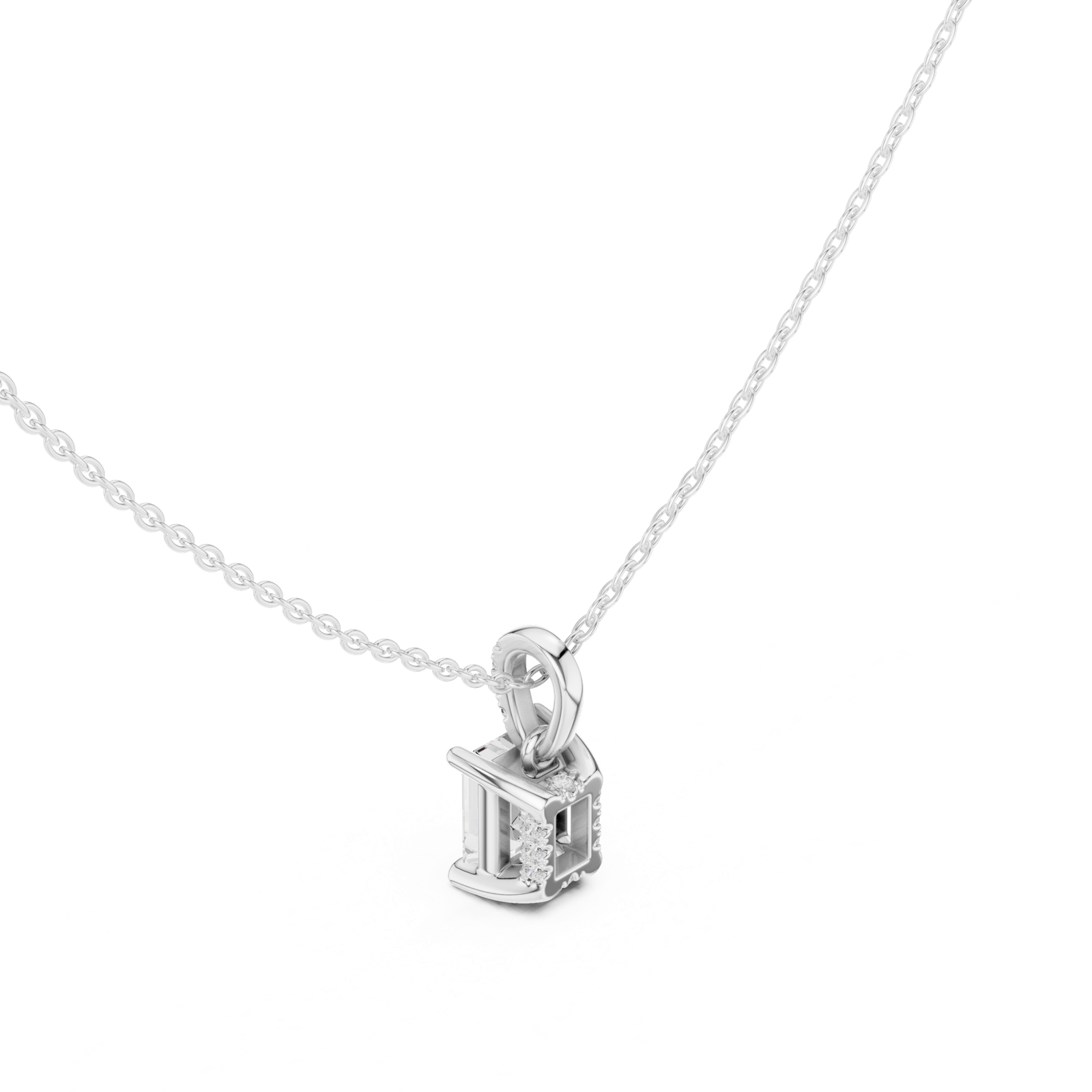 Gold Jewelry DDPO-009, Emerald center stone, White Gold, view 2