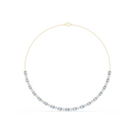 14K Solid Gold Lab Diamond Station Necklace, Yellow Gold