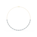 14K Solid Gold Lab Diamond Station Necklace, Yellow Gold