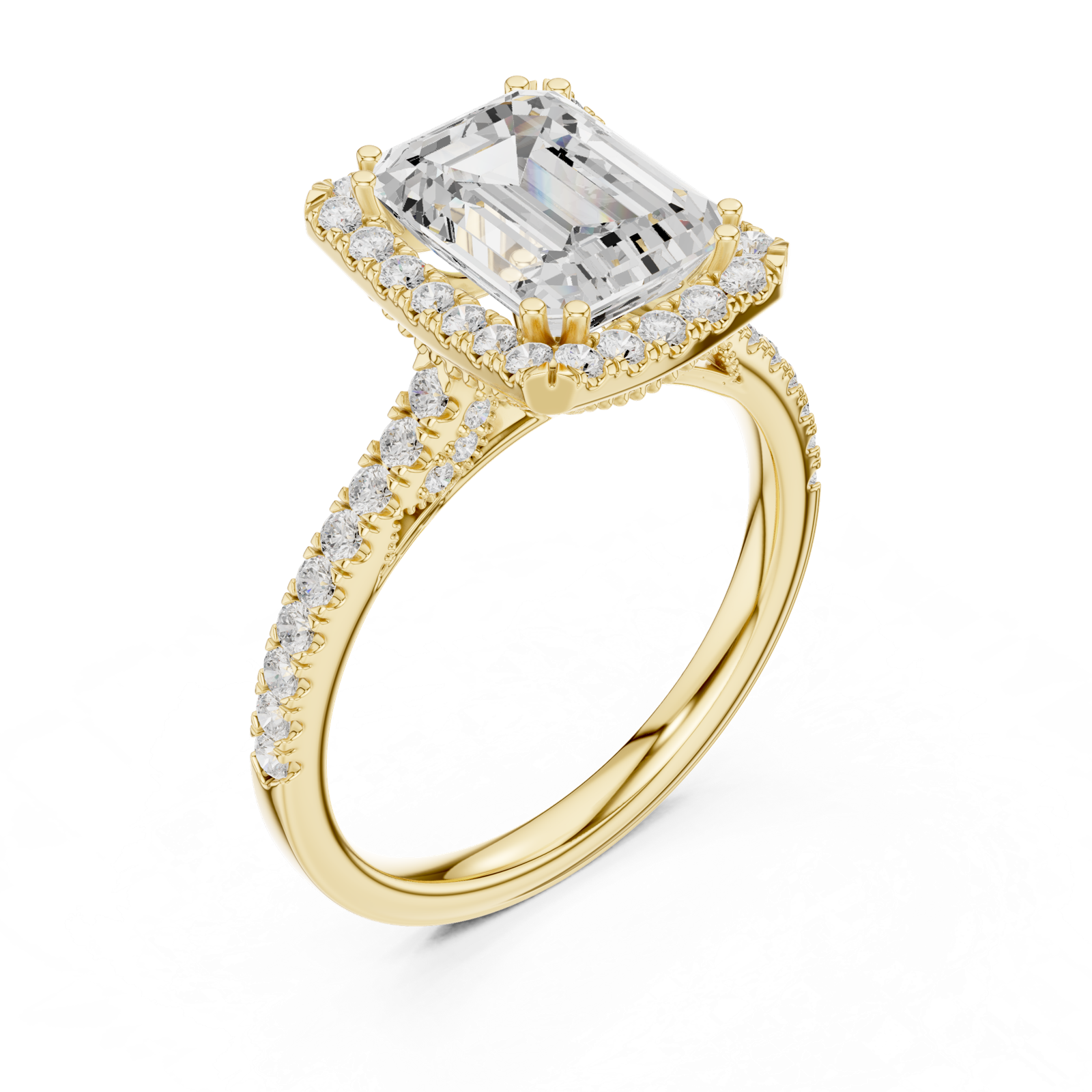 Gold Ring DDLR-255, Emerald center stone, Yellow Gold, view 2