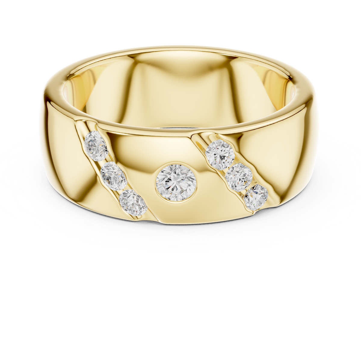 14K Solid Gold Lab Diamond Band Ring, Yellow Gold