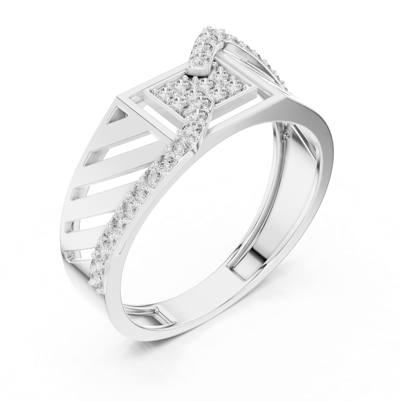 Gold Ring LR-01 (25), White Gold, view 2