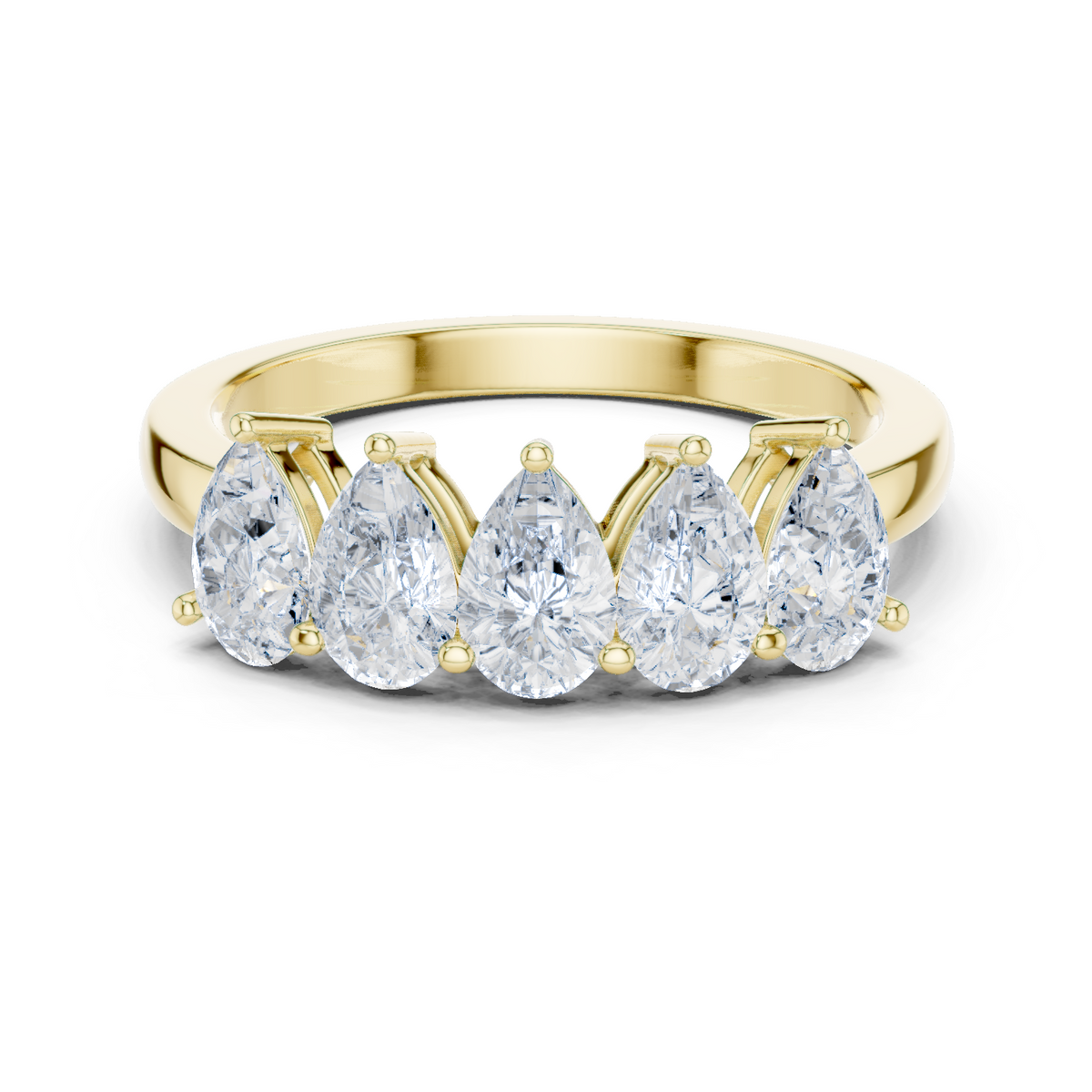 14K Solid Gold Lab Diamond Eternity Ring, Yellow Gold