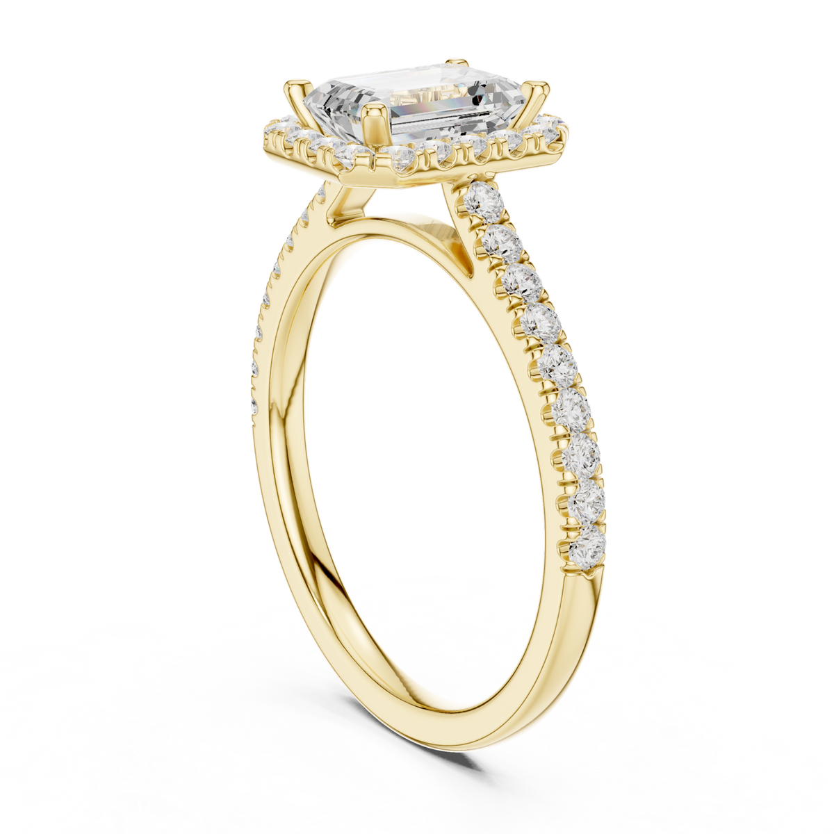 14K Solid Gold Lab Diamond Halo Ring, Yellow Gold, view 1